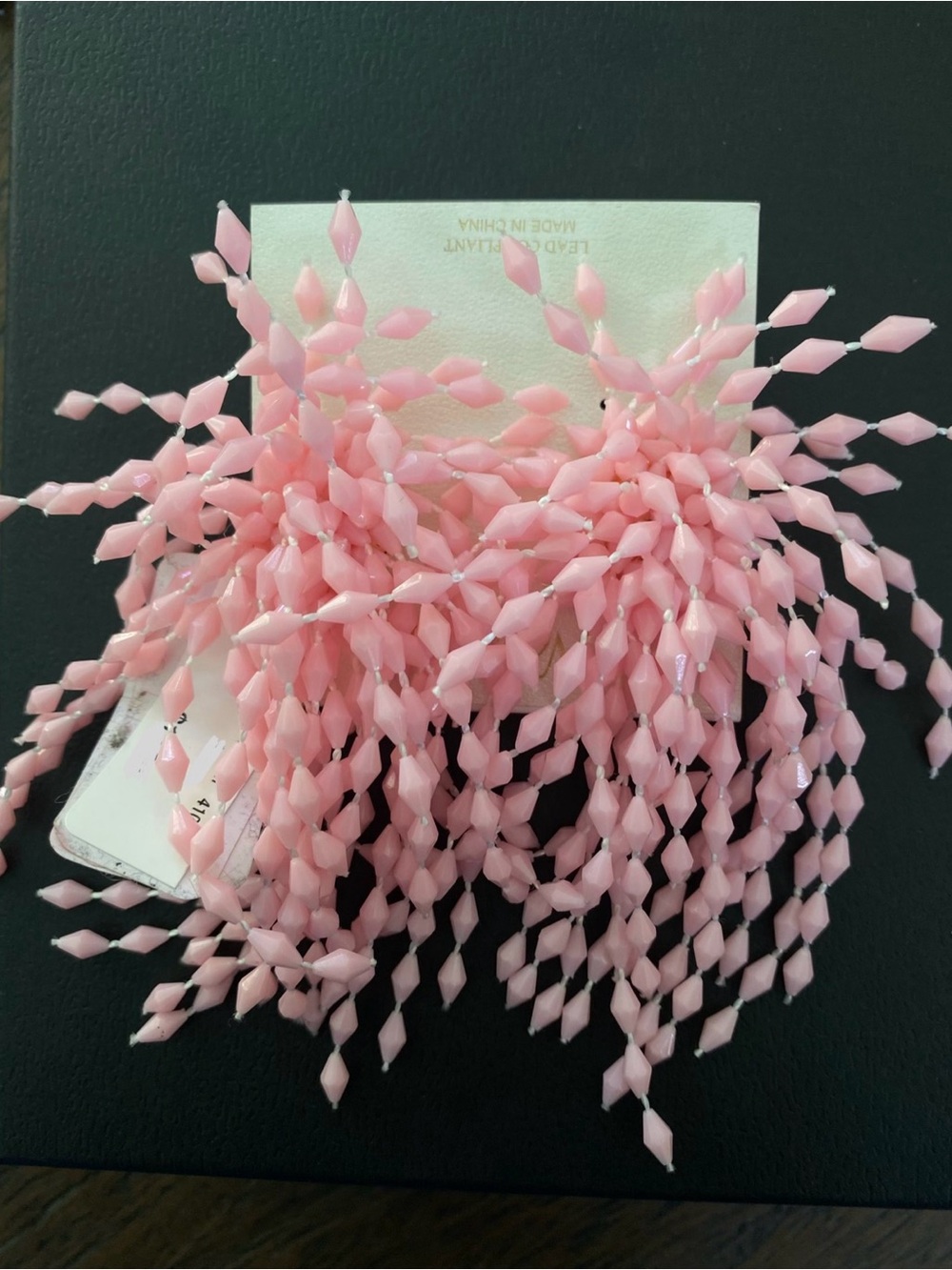 Natasha Couture Soft Pink Beaded Fringe Earrings